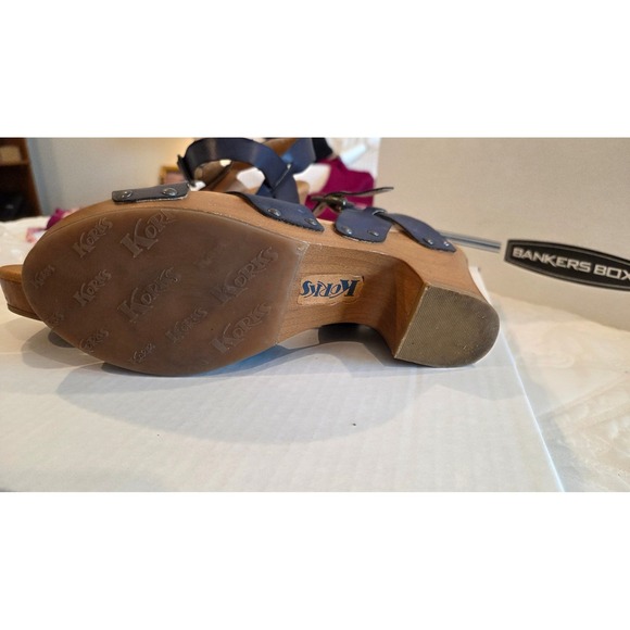 Korks Wedge Heel Sandals Women's Size 9M Blue Leather Ankle Strap - Picture 5 of 11